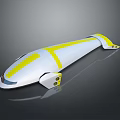 Streamlined White And Yellow Modern Vehicle With Sleek Surface And Futuristic Design