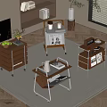Antique side table sofa side table square side table 3d model