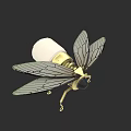 Insect Shaped Decorative Light With Golden Body White Bulb And Wings