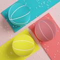 Colorful Basketballs In Blue Pink Yellow On Colored Mats With Decorative Beads