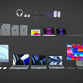 Modern Laptop And Desktop Computer Series With Various Models And Colorful Displays