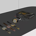 Elegant Watches Of Different Styles On Black Table With Notebook Pen And Keys