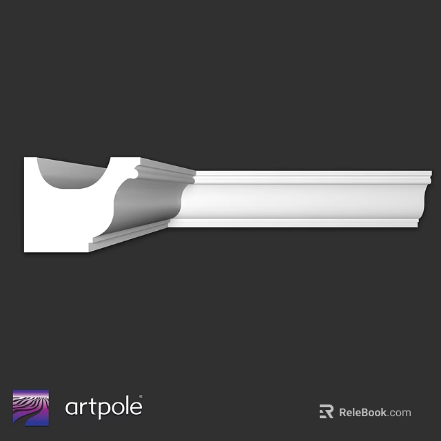 White Architectural Decorative Molding With Curved And Linear Design For Wall Decoration 3d model 