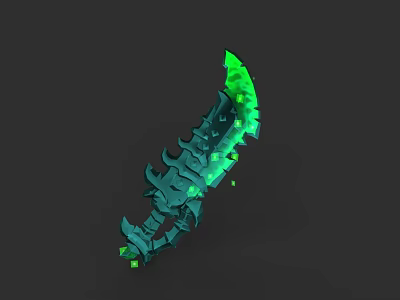 Fantasy Weapon Featuring Green Glowing Serrated Blade And Decorative Details 3d model