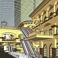 Elegant Multi Level Commercial Street Interior With Arched Architecture And Glass Dome