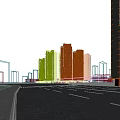 Commercial Street With Modern High Rise Buildings In City