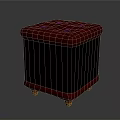 Square Red Top Black Upholstered Ottoman With Wooden Legs And Button Tufted Design