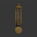 Golden Vintage Wall Lamp With Cage Shaped Shade And Ornate Top Design