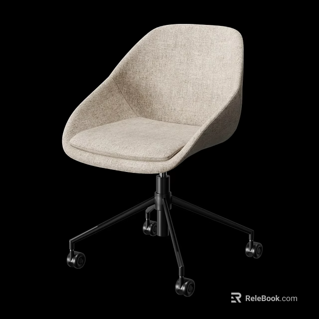 Modern Beige Fabric Office Chair With Metal Base And Swivel Wheels Design 3d model 