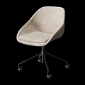 Modern Beige Fabric Office Chair With Metal Base And Swivel Wheels Design
