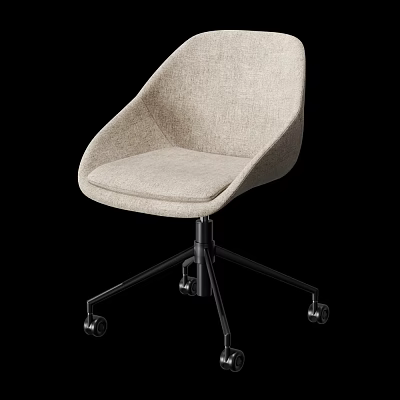 Modern Beige Fabric Office Chair With Metal Base And Swivel Wheels Design 3d model
