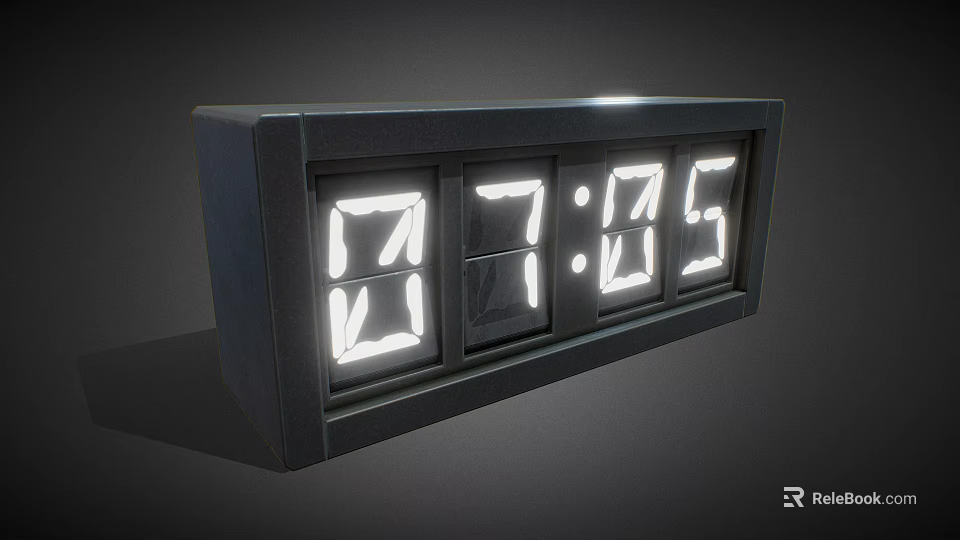 Modern Flip Digital Clock With Black Case And Numeric Display For Timekeeping 3d model 