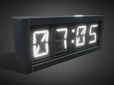 Modern Flip Digital Clock With Black Case And Numeric Display For Timekeeping 3d model