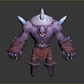 Game and Movie Character Design Purple Monster With Spiked Horns Spikes And Muscular Body