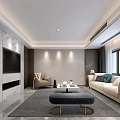 Modern Dining and Living Room Interior With Round Table Gray Chairs Yellow Flowers And Bookshelves