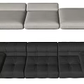 Modern Modular Multi Seater Sectional Sofa Light Gray And Black With Stitched Design 3d model