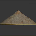 Light Brown Beige Bamboo Hat With Woven Texture Conical Design And Yellow Trim 3d model