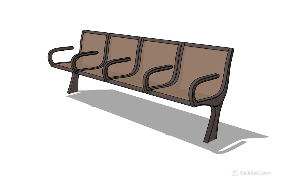 Outdoor Landscape Bench With Four Seats And Armrests For Public Areas 3d model 