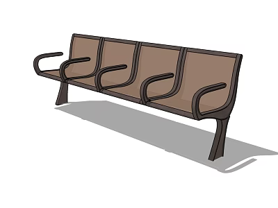 Outdoor Landscape Bench With Four Seats And Armrests For Public Areas 3d model