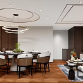 Modern Office Interior With Wooden Floor Desk Chair Green Plant And Decorative Paintings