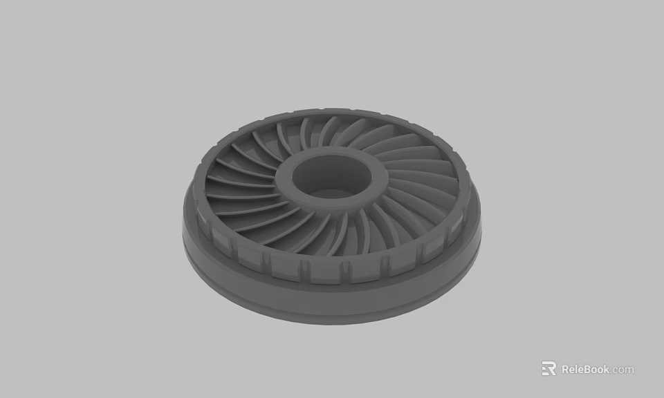Detailed Gray Industrial Mechanical Turbo Impeller with Bladed Structure and Central Hole 3d model 