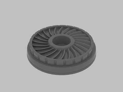 Detailed Gray Industrial Mechanical Turbo Impeller with Bladed Structure and Central Hole 3d model