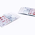 Open Notebook Pages With Hand Drawn Sketches And Red Marks 3d model