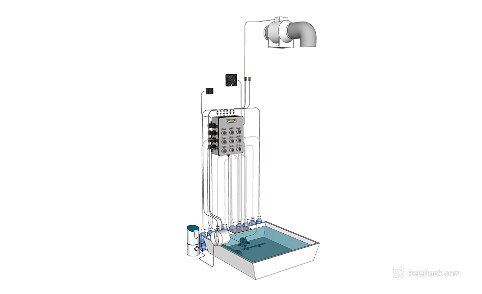 Advanced Industrial Equipment With Control Panel Piping System And Water Tank 3d model 