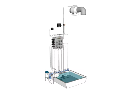 Advanced Industrial Equipment With Control Panel Piping System And Water Tank 3d model