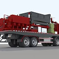Red MAN Heavy Duty Utility Vehicle With Specialized Equipment On Flatbed