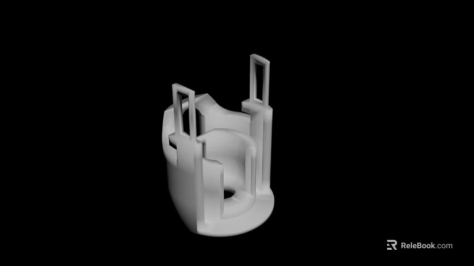 Detailed White Plastic Mechanical Component Featuring Symmetric Structure And Hollow Center 3d model