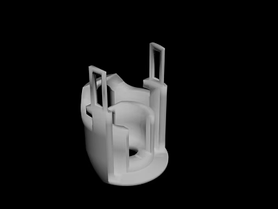 Detailed White Plastic Mechanical Component Featuring Symmetric Structure And Hollow Center 3d model