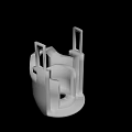 Detailed White Plastic Mechanical Component Featuring Symmetric Structure And Hollow Center 3d model