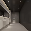 Modern Public Restroom Design With Natural Light And Partitions 3d model