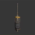 Two Decorative Hanging Lanterns Featuring Golden Accents And Mesh Patterns