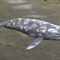 Metallic Silver Whale Sculpture With Gold Spots For Outdoor Decorative