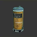 Yellow Blue Trash Can Vintage Design With Garbage Label And Base Light