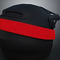 Tactical Military Helmet With Black Shell And Red Woven Strap For Combat Use
