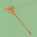 Ornate Weapon Design With Engraved Wings And Coiled Snakes On Metallic Staff