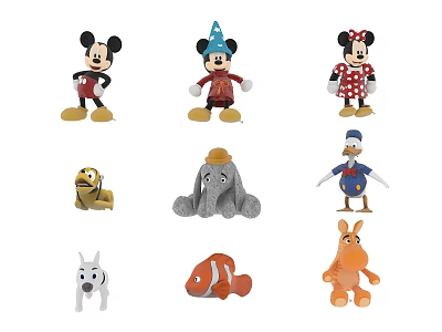 Cute Cartoon Character Stuffed Toys With Disney And Animal Figure Designs 3d model