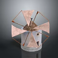 Traditional Windmill With Pink Blades White Base And Small Window Classic Design Structure 3d model
