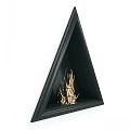 Triangular Fireplace With Black Frame And Dark Background Featuring Golden Flames 3d model