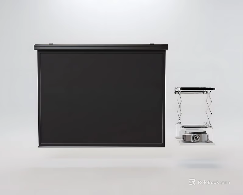 Commercial Projection Equipment Featuring Black Screen And Compact Projector For Business Presentations 3d model 