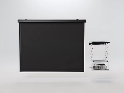 Commercial Projection Equipment Featuring Black Screen And Compact Projector For Business Presentations 3d model