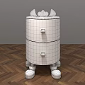 Elegant White Bedside Table With Two Drawers Silver Knobs And Metal Legs 3d model