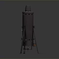 Industrial Metallic Vertical Device With Tripod Stand And Side Control Panel Details