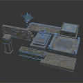 Traditional Ornate Stone Architectural Scene Components With Pavilion Carved Floors And Platforms