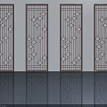 Four Modern Metallic Swing Doors With Intricate Geometric Pattern Design 3d model