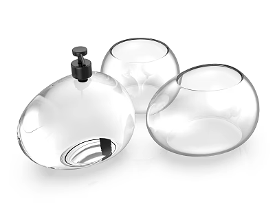Transparent Ceramic Vessels With Black Lid And Round Bowl Shaped Containers For Decoration 3d model