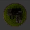 Elevated Wooden Tree House Structure With Ladder Platform Thatched Roof And Grass Base